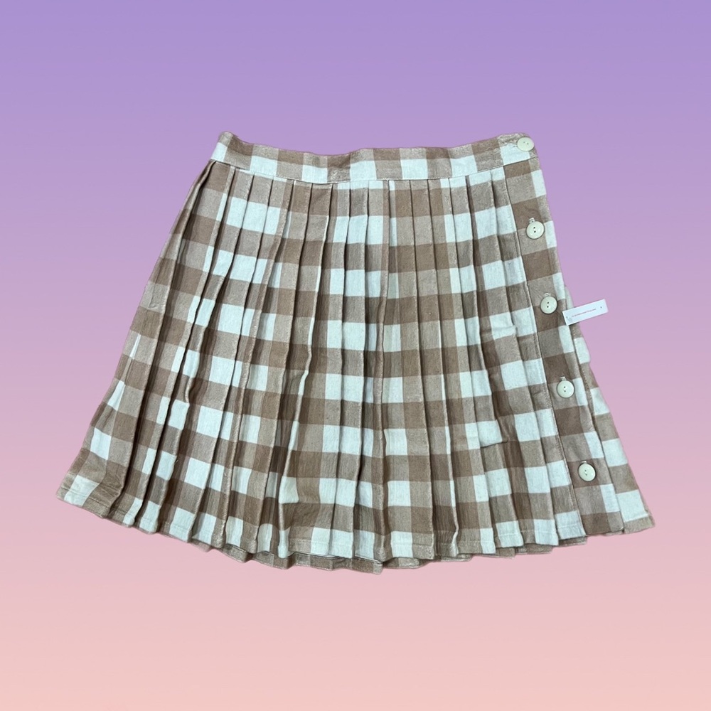 Lisa Says Gah brown flannel pleated mini skirt
